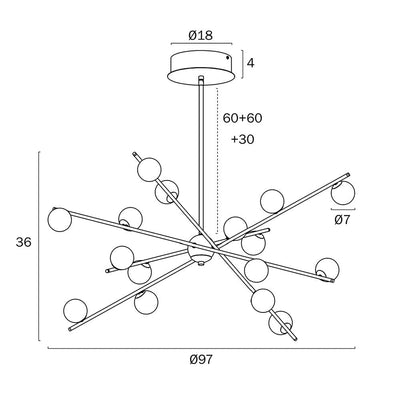 Telbix Lighting Indoor Pendants Captiva 24 Light Dimmable LED Lights-For-You CAPTIVA PE24-AG 9329501070482