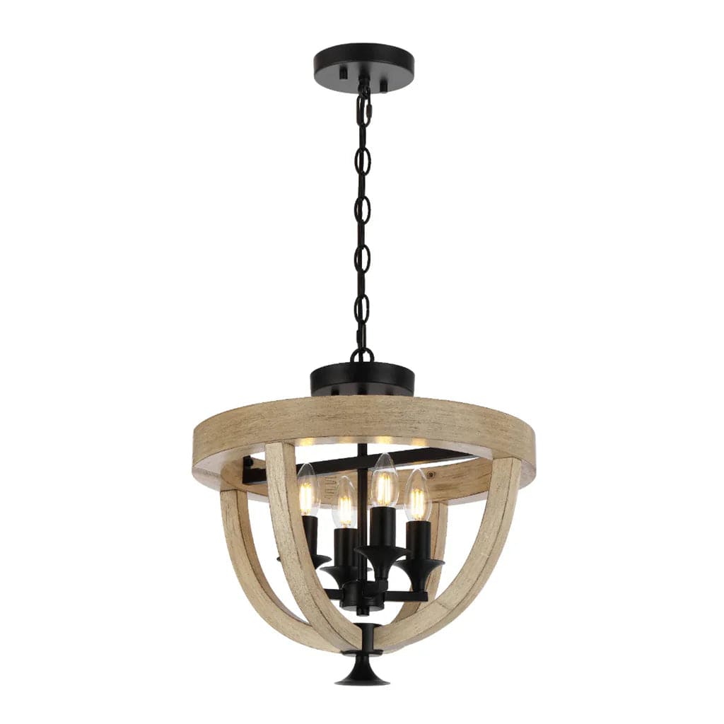 Telbix Lighting Indoor Pendants Hosley Close to Ceiling Pendant Light 4Lt in Black & Oak Lights-For-You HOSLEY CTC4-BK 9329501070420