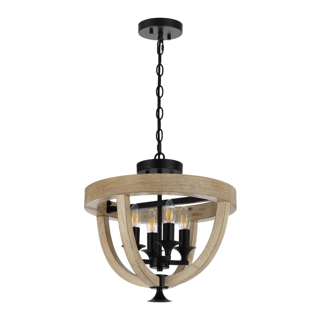 Telbix Lighting Indoor Pendants Hosley Close to Ceiling Pendant Light 4Lt in Black & Oak Lights-For-You HOSLEY CTC4-BK 9329501070420