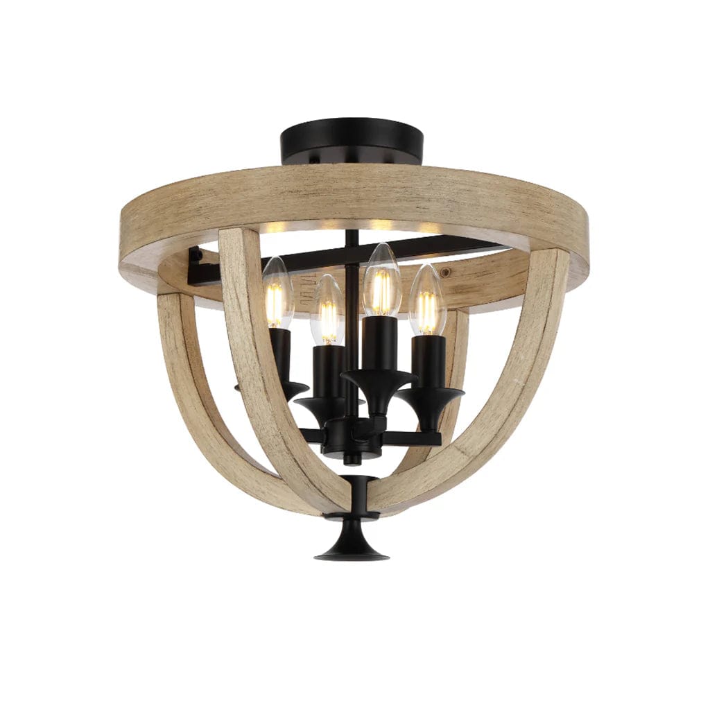 Telbix Lighting Indoor Pendants Hosley Close to Ceiling Pendant Light 4Lt in Black & Oak Lights-For-You HOSLEY CTC4-BK 9329501070420