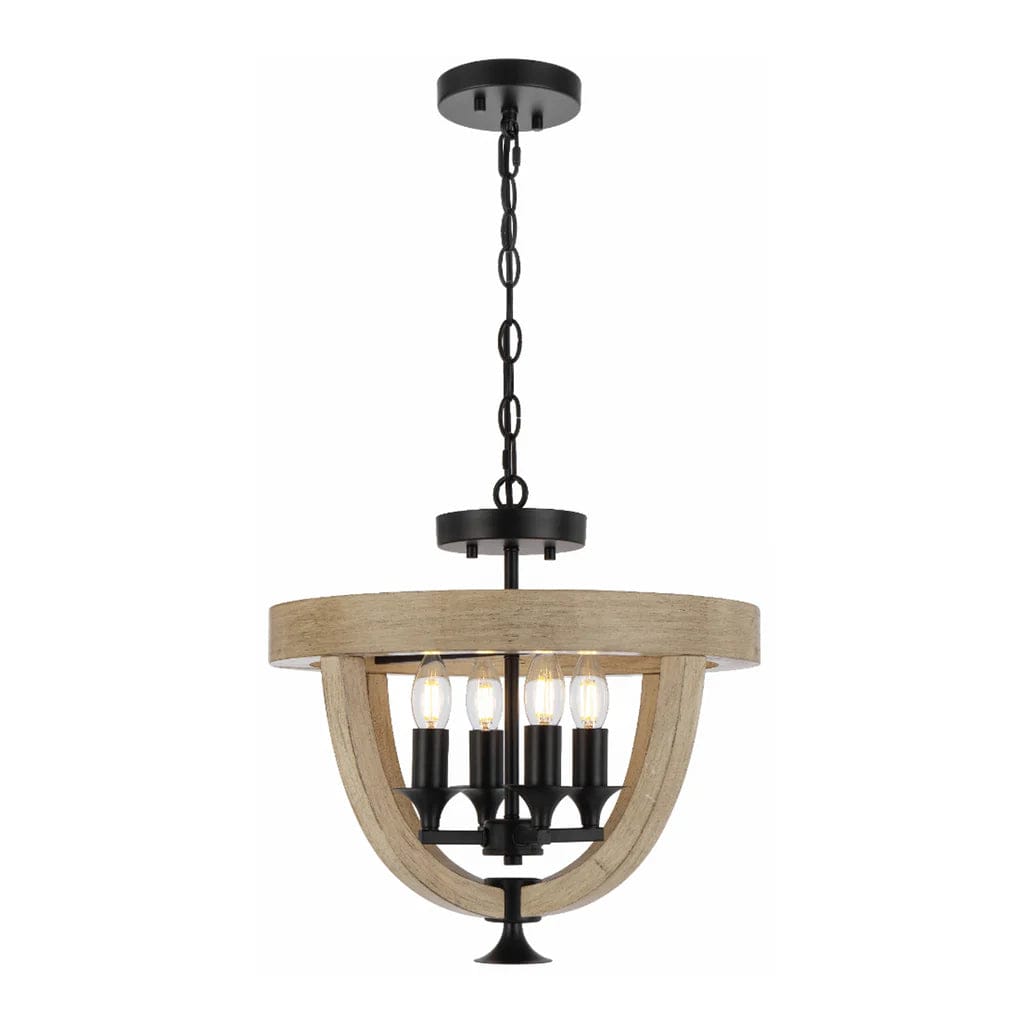 Telbix Lighting Indoor Pendants Hosley Close to Ceiling Pendant Light 4Lt in Black & Oak Lights-For-You HOSLEY CTC4-BK 9329501070420