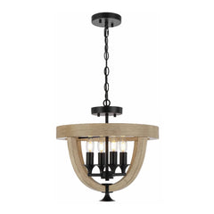 Telbix Lighting Indoor Pendants Hosley Close to Ceiling Pendant Light 4Lt in Black & Oak Lights-For-You HOSLEY CTC4-BK 9329501070420