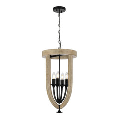 Telbix Lighting Indoor Pendants Hosley Pendant Light 4Lt in Black & Oak Lights-For-You HOSLEY PE4-BK 9329501070406