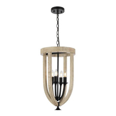 Telbix Lighting Indoor Pendants Hosley Pendant Light 4Lt in Black & Oak Lights-For-You HOSLEY PE4-BK 9329501070406