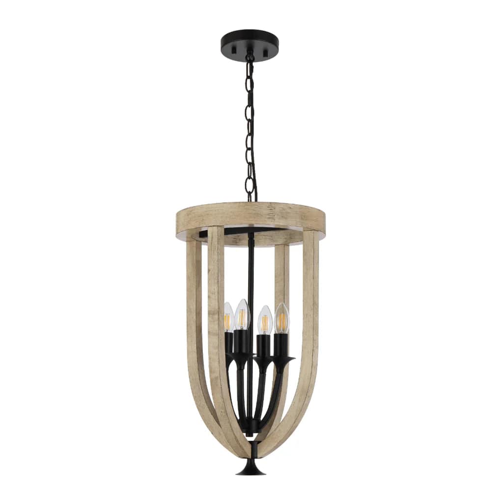 Telbix Lighting Indoor Pendants Hosley Pendant Light 4Lt in Black & Oak Lights-For-You HOSLEY PE4-BK 9329501070406