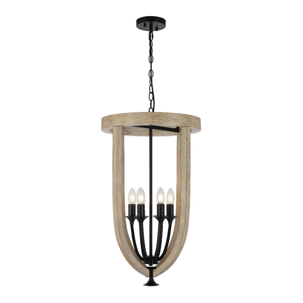 Telbix Lighting Indoor Pendants Hosley Pendant Light 6Lt in Black & Oak Lights-For-You HOSLEY PE6-BK 9329501070413