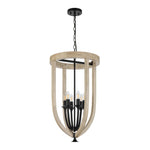 Telbix Lighting Indoor Pendants Hosley Pendant Light 6Lt in Black & Oak Lights-For-You HOSLEY PE6-BK 9329501070413