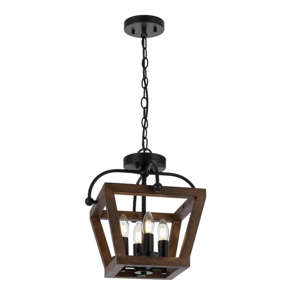 Telbix Lighting Indoor Pendants Lacota Close to Ceiling Pendant Light 4Lt in Black & Walnut Lights-For-You LACOTA CTC4-BK 9329501070352