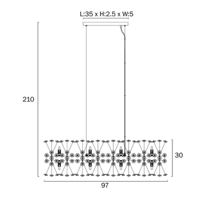 Telbix Lighting Indoor Pendants Lerida 12 Light Rectangular Lights-For-You LERIDA PE12R-GD 9329501071151