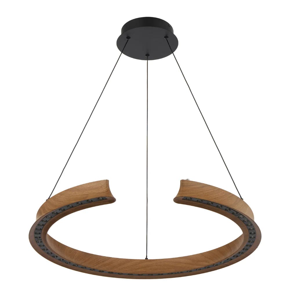 Telbix Lighting Indoor Pendants Lucid LED Pendant Light Round in Black or Wood Lights-For-You LUCID PE065-WD 9329501072752