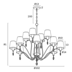 Telbix Lighting Indoor Pendants Malvern 12 Light Pendant Lights-For-You MALVERN PE12-AS 9329501070529