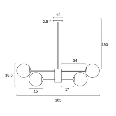 Telbix Lighting Indoor Pendants Marsten 12 Light Pendant Antique Gold & Black Lights-For-You