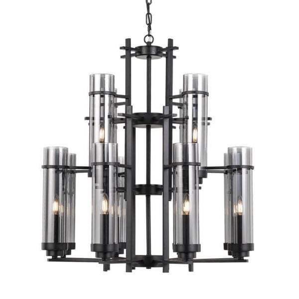 Telbix Lighting Indoor Pendants Modern Black Pendant Light With Smoked Glass Lights-For-You BURGESS PE84-BK 9329501050330