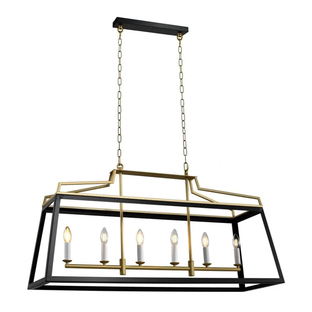 Telbix Lighting Indoor Pendants Monteal 6Lt Pendant Light in Antique Gold & Black Lights-For-You