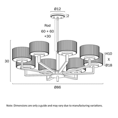 Telbix Lighting Indoor Pendants Moreno Pendant Light 8Lt in Antique Gold, Antique Silver or Black Lights-For-You