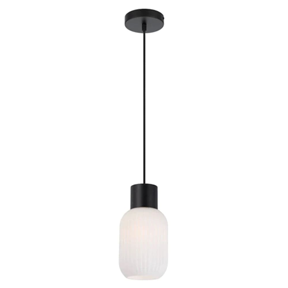 Telbix Lighting Indoor Pendants Nori 12 Pendant Light 1 Lt in Black/Opal Matt Lights-For-You NORI PE14-BKOM 9329501062784