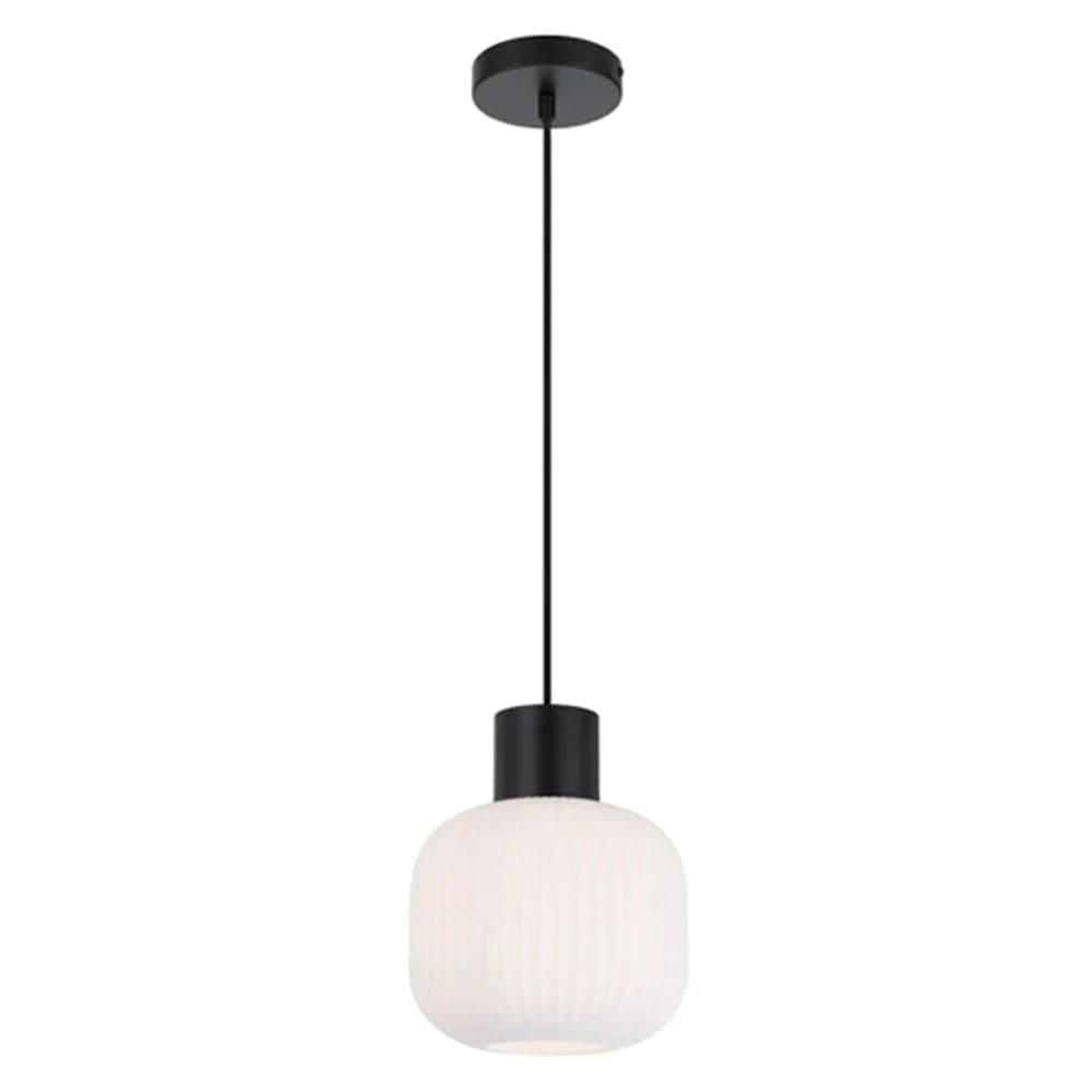 Telbix Lighting Indoor Pendants Nori 20 Pendant Light 1 LT in Black/ Opal Matt Lights-For-You NORI PE20-BKOM 9329501062791