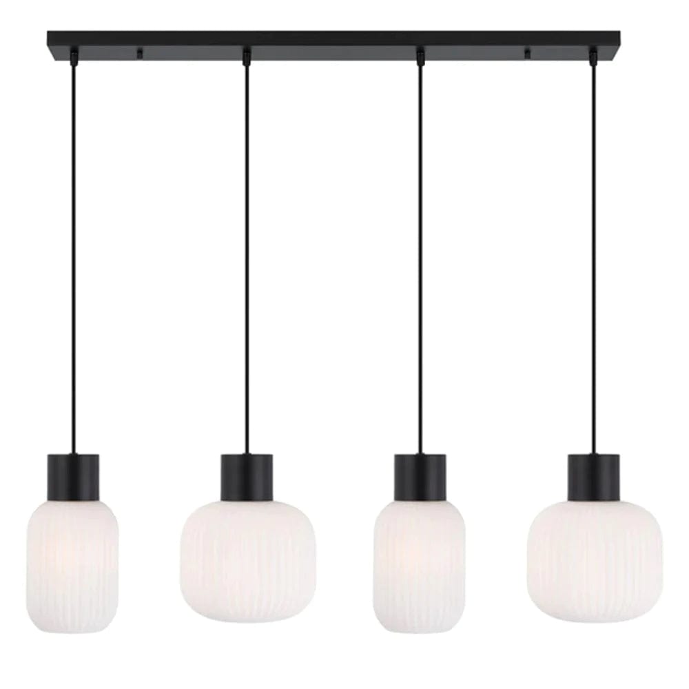 Telbix Lighting Indoor Pendants Nori Pendant Light 4 LT in Black/Opal Matt Lights-For-You NORI PE4-BKOM 9329501062814