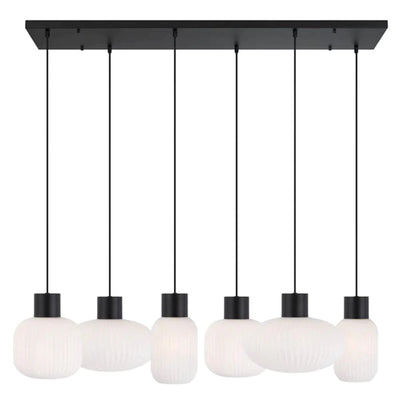 Telbix Lighting Indoor Pendants Nori Pendant Light 6 Lt in Black /Opal Matt Lights-For-You NORI PE6-BKOM 9329501062838