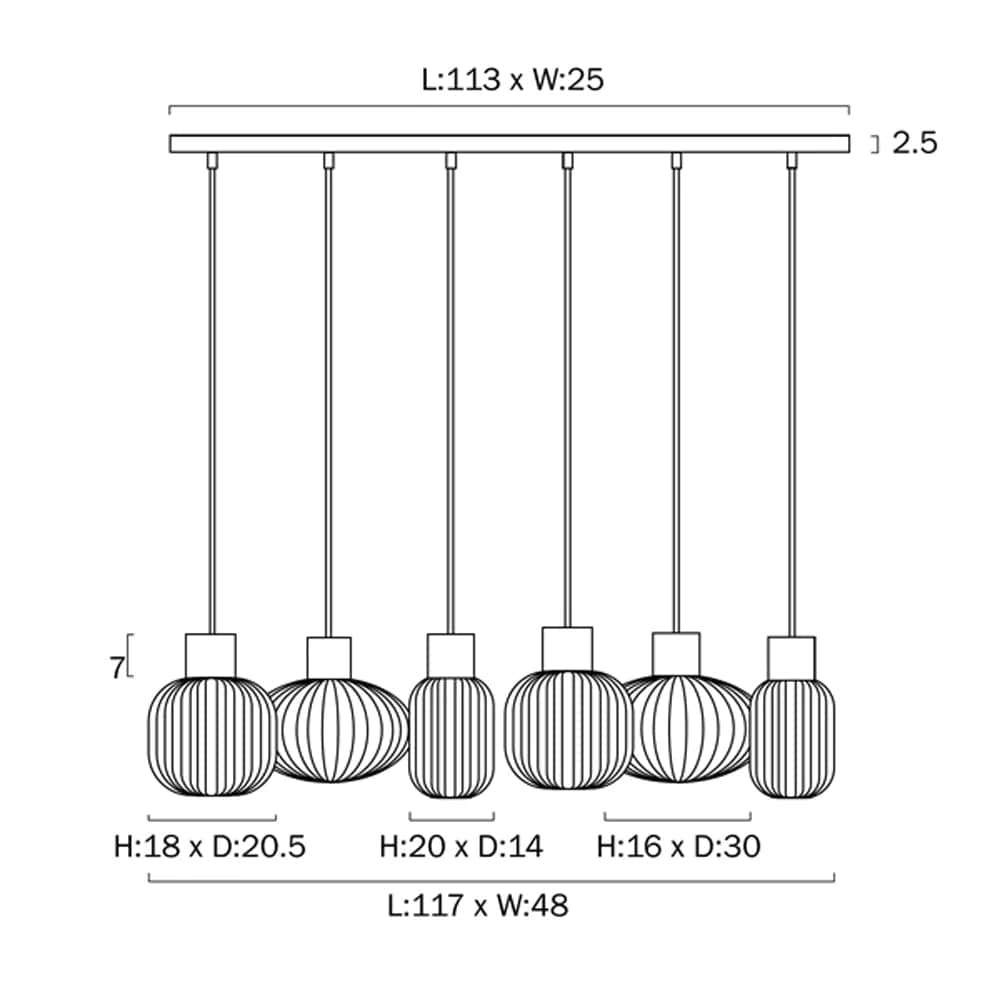 Telbix Lighting Indoor Pendants Nori Pendant Light 6 Lt in Black /Opal Matt Lights-For-You NORI PE6-BKOM 9329501062838