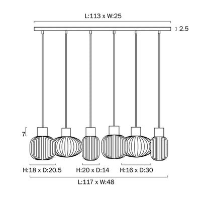 Telbix Lighting Indoor Pendants Nori Pendant Light 6 Lt in Black /Opal Matt Lights-For-You NORI PE6-BKOM 9329501062838