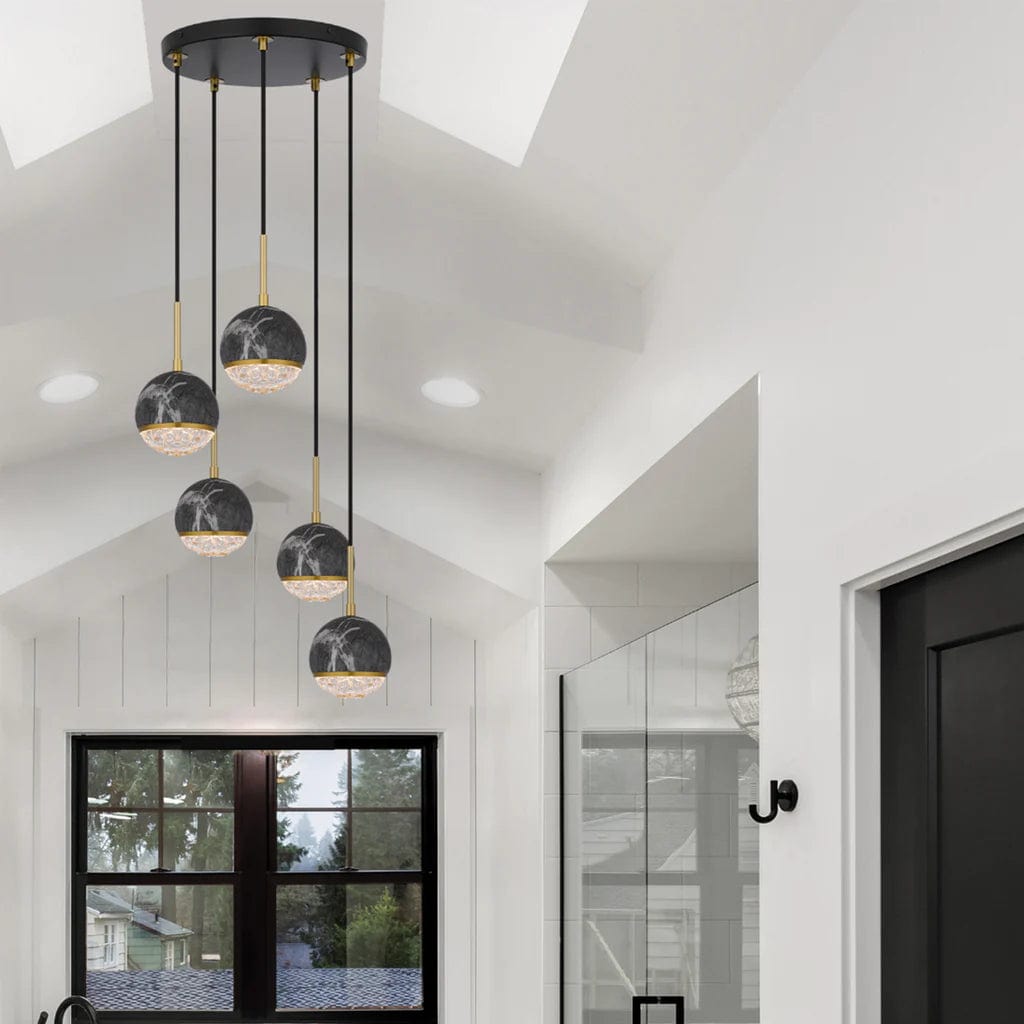 Telbix Lighting Indoor Pendants Oneta Pendant Light 5Lt in Black or White Lights-For-You