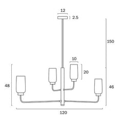 Telbix Lighting Indoor Pendants Sebring 4 Light Pendant Light Lights-For-You SEBRING PE4L-BKO 9329501060513