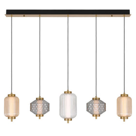 Telbix Lighting Indoor Pendants Torso Bar LED Pendant Lamp 5Lt 28w in Black or Brass Lights-For-You