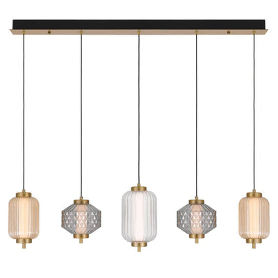 Telbix Lighting Indoor Pendants Torso Bar LED Pendant Lamp 5Lt 28w in Black or Brass Lights-For-You