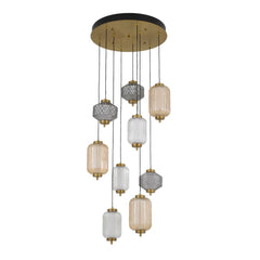 Telbix Lighting Indoor Pendants Torso LED Pendant Lamp 9Lt 50w in Black or Brass Lights-For-You