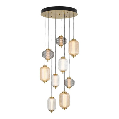 Telbix Lighting Indoor Pendants Torso LED Pendant Lamp 9Lt 50w in Black or Brass Lights-For-You