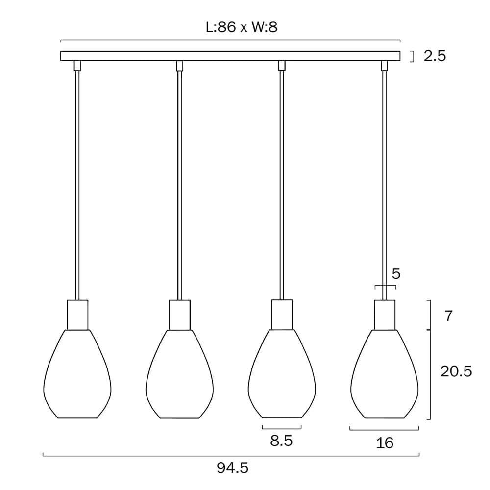 Telbix Lighting Indoor Pendants Tresor Pendant Light 4Lt Lights-For-You TRESOR PE4-BKOM 9329501062876