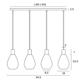 Telbix Lighting Indoor Pendants Tresor Pendant Light 4Lt Lights-For-You TRESOR PE4-BKOM 9329501062876
