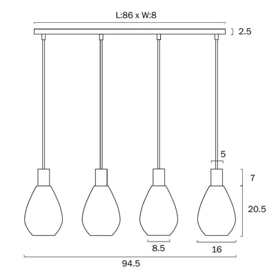 Telbix Lighting Indoor Pendants Tresor Pendant Light 4Lt Lights-For-You TRESOR PE4-BKOM 9329501062876