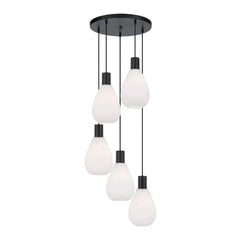 Telbix Lighting Indoor Pendants Tresor Pendant Light 5Lt in Black & Opal Matt Lights-For-You TRESOR PE5-BKOM
