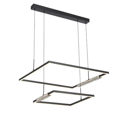 Telbix Lighting Indoor Pendants ZAFRA 2 TIER PENDANT BLACK SAND/CRYSTAL Lights-For-You ZAFRA PE2T-BK