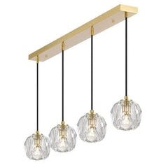 Telbix Lighting Indoor Pendants Zaha Bar LED Pendant Light 4Lt w/ Crystal Glass in Antique Gold or Chrome Lights-For-You