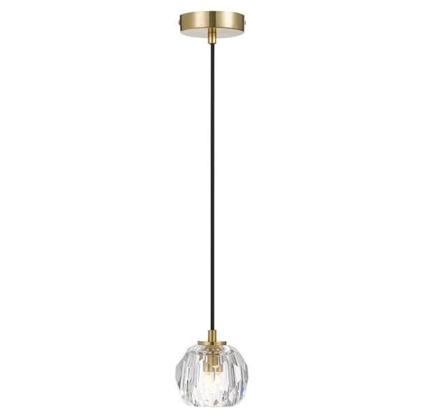 Telbix Lighting Indoor Pendants Antique Gold Zaha LED Pendant Light 1Lt w/ Crystal Glass in Antique Gold or Chrome Lights-For-You ZAHA PE01-AGCR