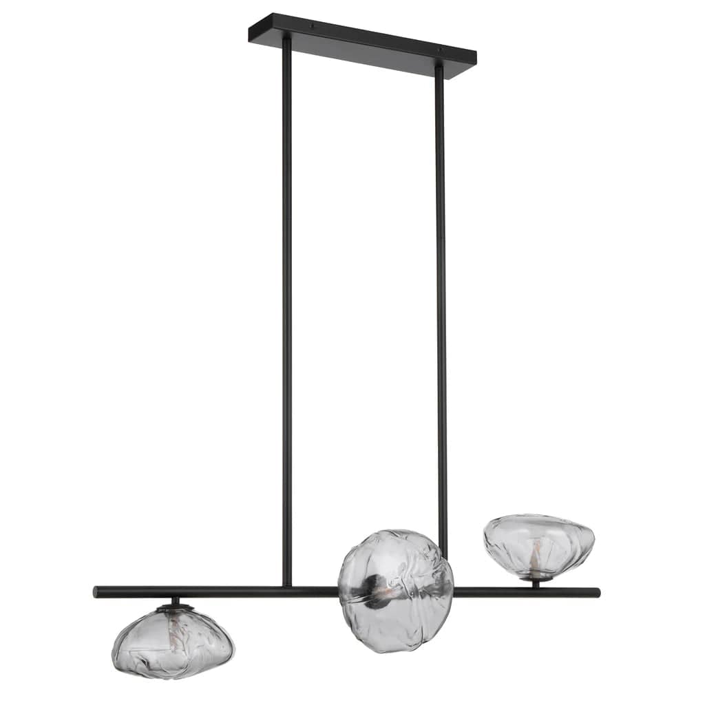 Telbix Lighting Indoor Pendants Zecca 3Lt Pendant Light Horizontal in Black & Smoked Glass Lights-For-You ZECCA PE3H-BKSM