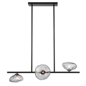 Telbix Lighting Indoor Pendants Zecca 3Lt Pendant Light Horizontal in Black & Smoked Glass Lights-For-You ZECCA PE3H-BKSM