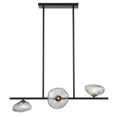 Telbix Lighting Indoor Pendants Zecca 3Lt Pendant Light Horizontal in Black & Smoked Glass Lights-For-You ZECCA PE3H-BKSM