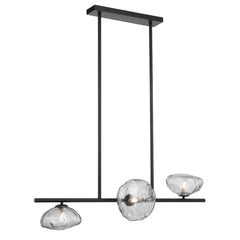 Telbix Lighting Indoor Pendants Zecca 3Lt Pendant Light Horizontal in Black & Smoked Glass Lights-For-You ZECCA PE3H-BKSM