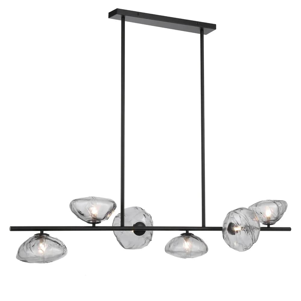 Telbix Lighting Indoor Pendants Zecca 6Lt Pendant Light in Black & Smoked Glass Lights-For-You ZECCA PE6-BKSM