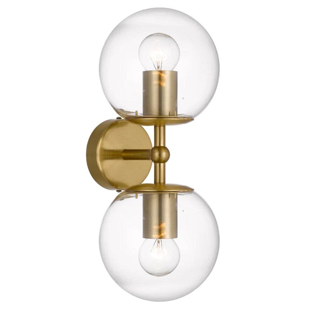 Telbix Lighting Indoor Wall Lights Antique Gold/Clear Eterna Indoor Wall Light 2Lt Lights-For-You ETERNA WB2-AGCL