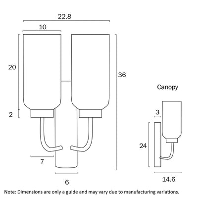 Telbix Lighting Indoor Wall Lights Sebring Indoor Wall Light 2Lt Lights-For-You SEBRING WB2-BKO 9329501060490