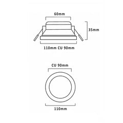 Telbix Lighting LED Downlights 90mm LED Downlight 10w White 3k/5k Lights-For-You POD 110G2-830D 9329501056608