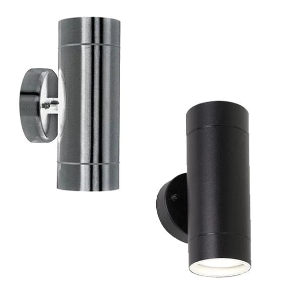 Telbix Lighting Outdoor Wall Light Riva Exterior LED Wall Light 2L in Stainless Steel or Black Lights-For-You
