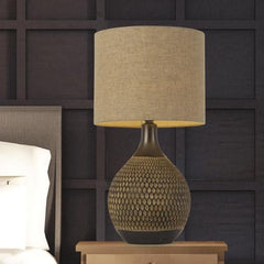 Telbix Lighting Table Lamps Bronze Macey Bronze Table Lamp with Textured Base & Bronze Lights-For-You MACEY TL-BZ