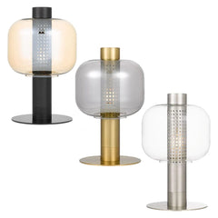 Telbix Lighting Table Lamps Parola Table Lamp 1Lt in Black/Amber, Gold/Smoke or Nickel/Clear