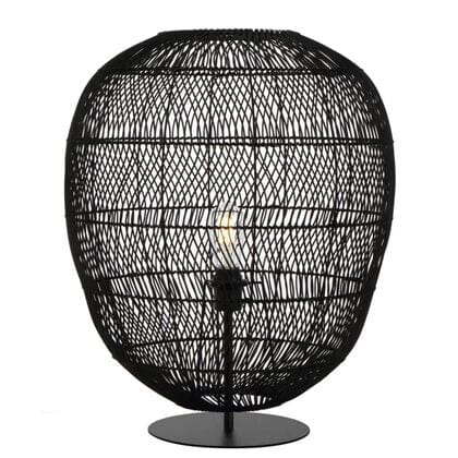 Telbix Lighting Table Lamps Rana 50 Rattan Table Lamp Black Lights-For-You RANA TL50BK KIT 9329501065228